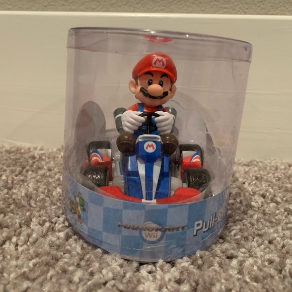 Super Mario Kart Mario Pull Back Racer PVC Plastic Figure Collectible Car Toy 5" - Picture 2 of 3